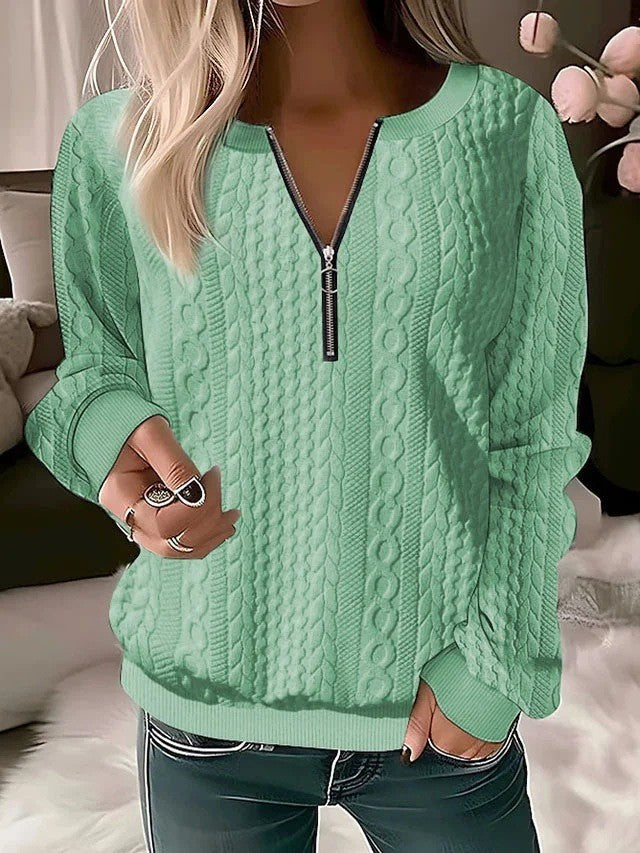 Womens Jacquard Pullover Four-in-One Zipper Sweater
