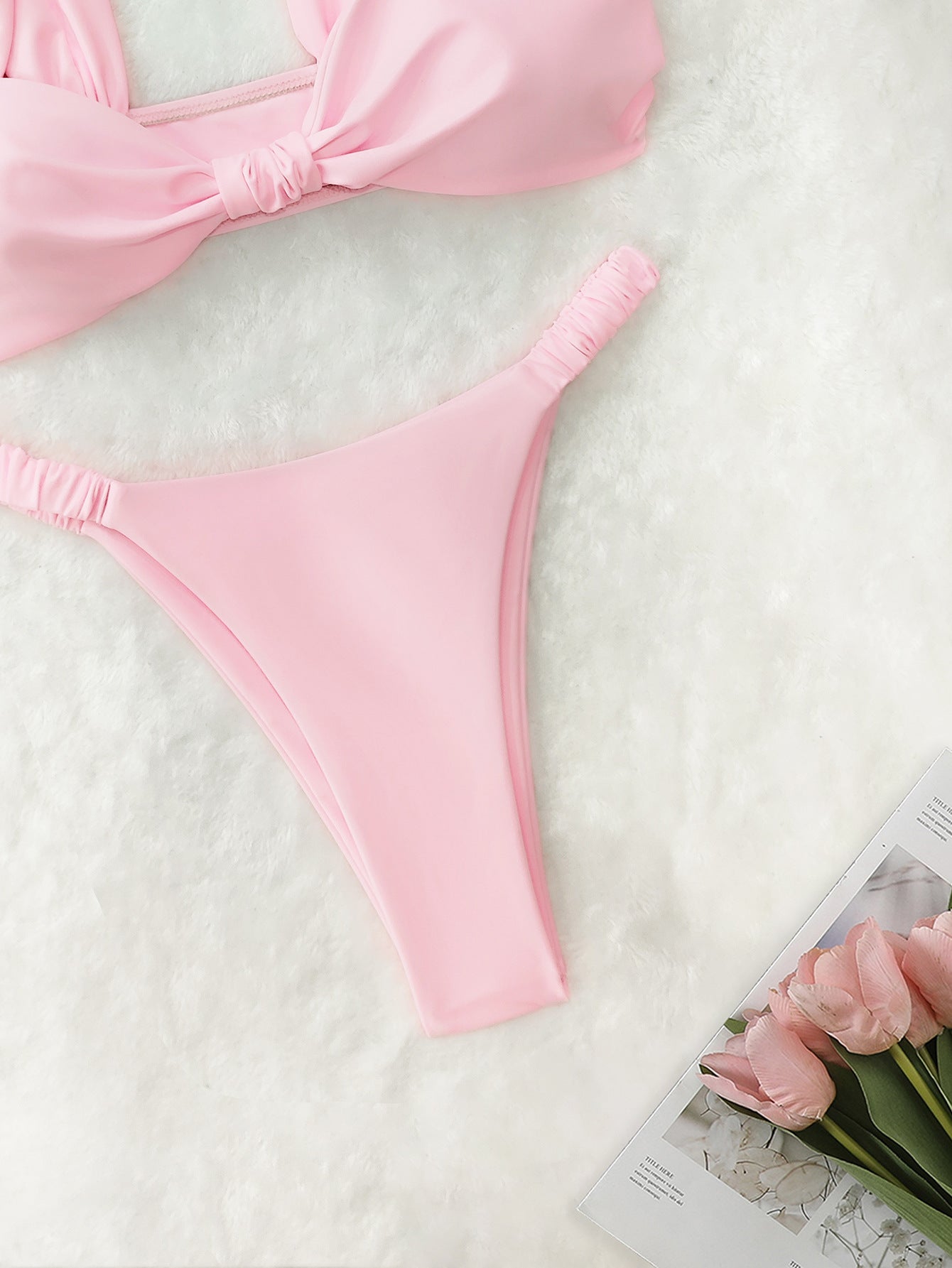 Solid Color Bikini Swimsuit Set