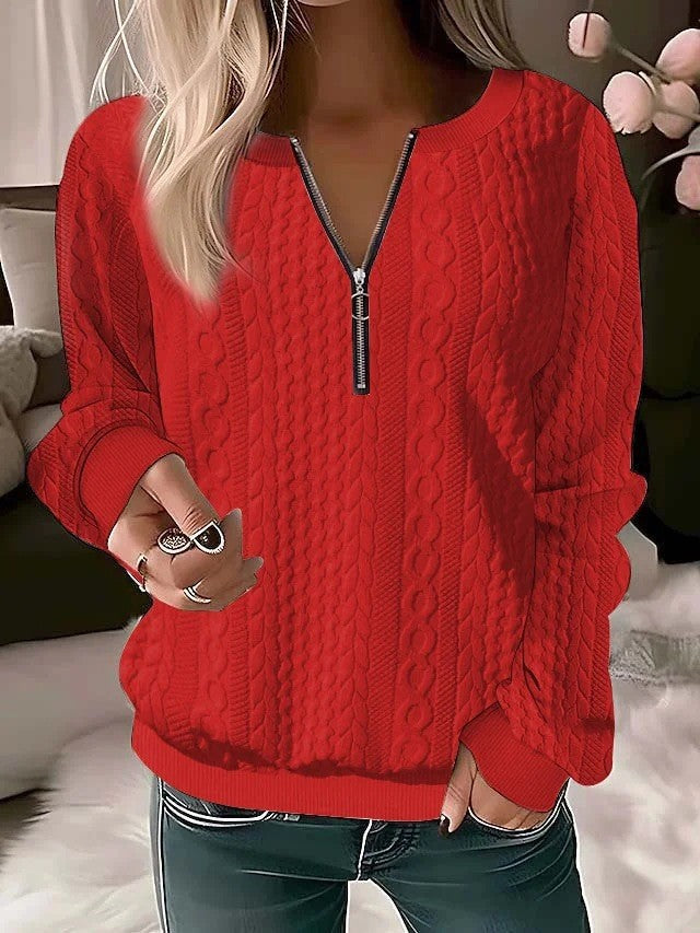 Womens Jacquard Pullover Four-in-One Zipper Sweater