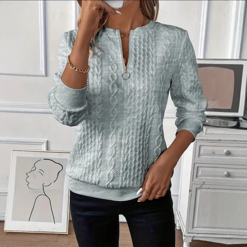 Womens Jacquard Pullover Four-in-One Zipper Sweater