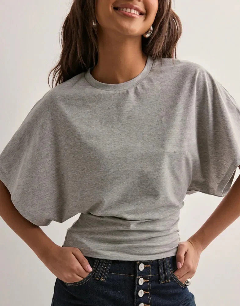 Korean Style Round Neck Bat Sleeve T-Shirt