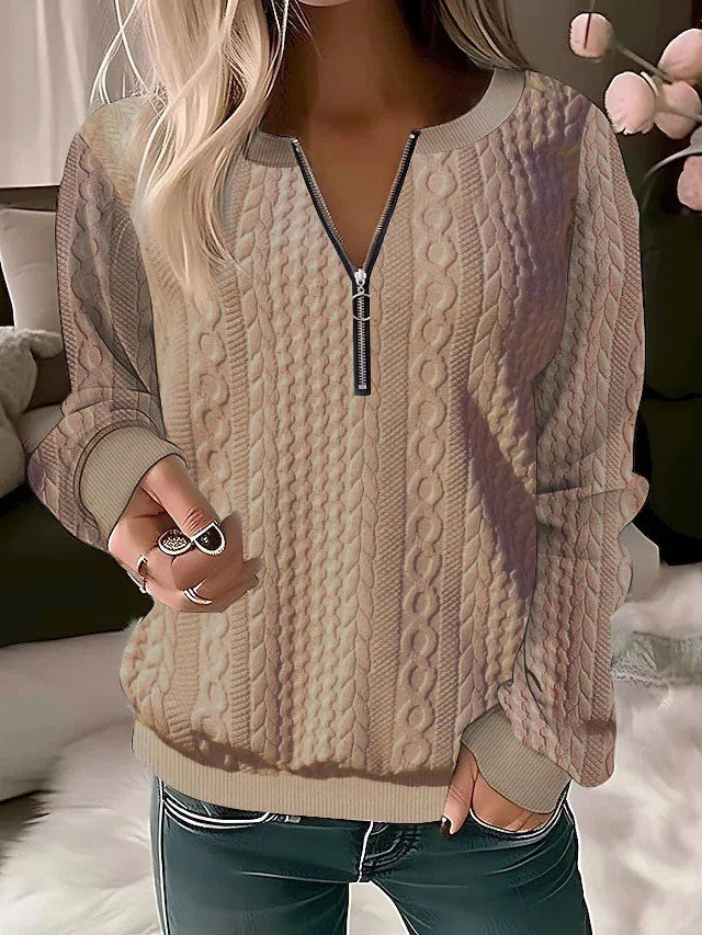 Womens Jacquard Pullover Four-in-One Zipper Sweater