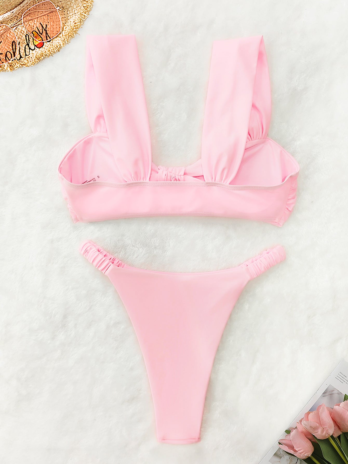 Solid Color Bikini Swimsuit Set
