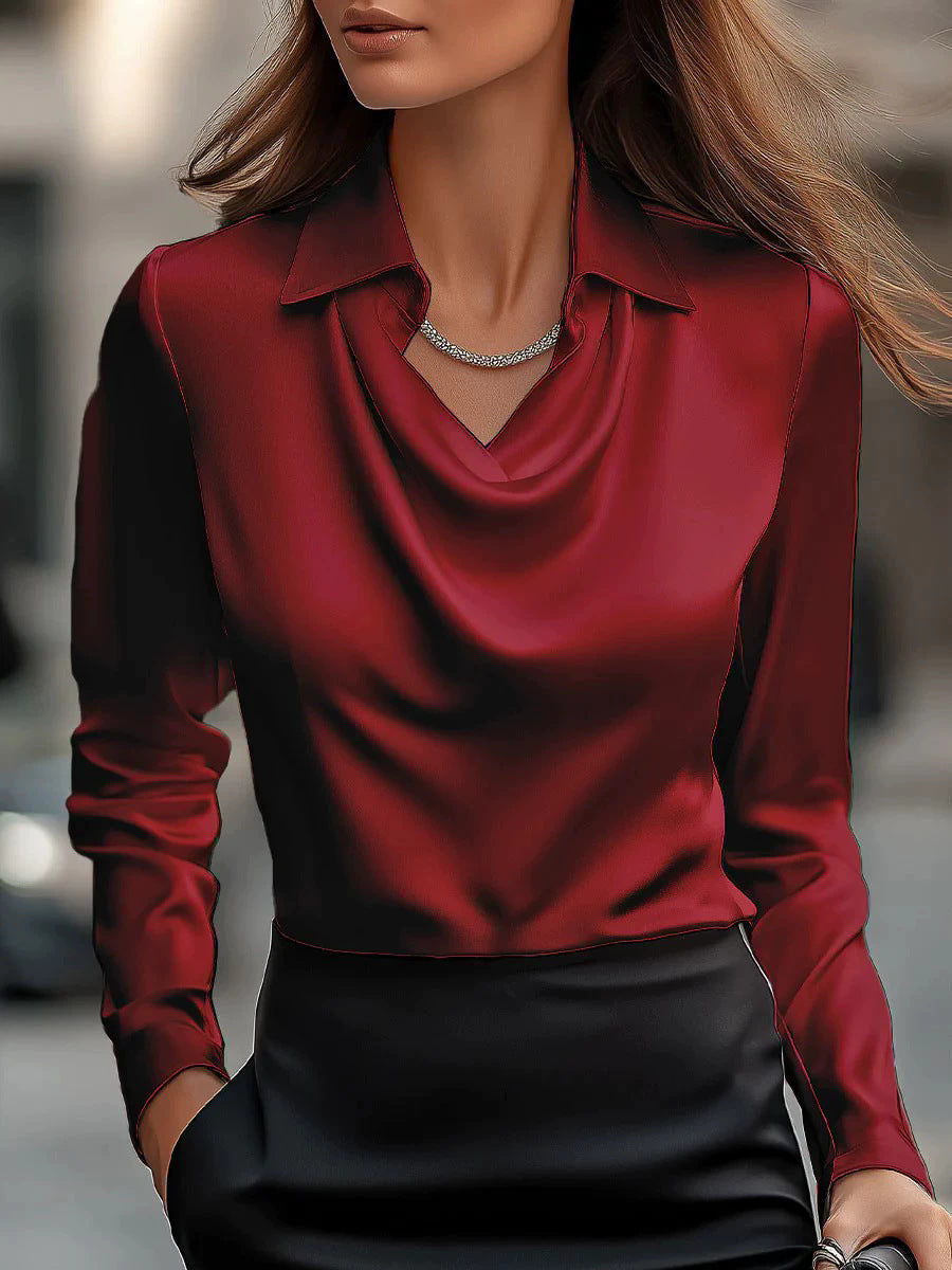 Womens Mandarin Collar Long Sleeve Blouse