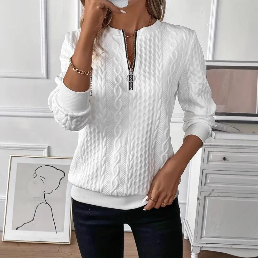 Womens Jacquard Pullover Four-in-One Zipper Sweater