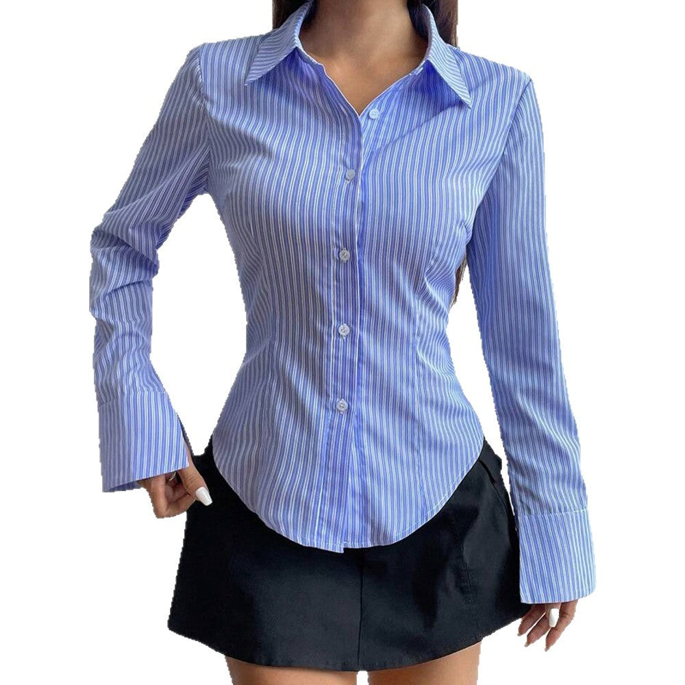 Women's Long Sleeve Striped Blouse