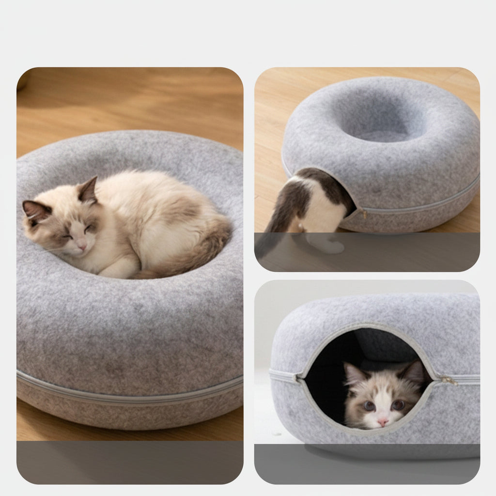 Gemütliches Katzentunnelbett