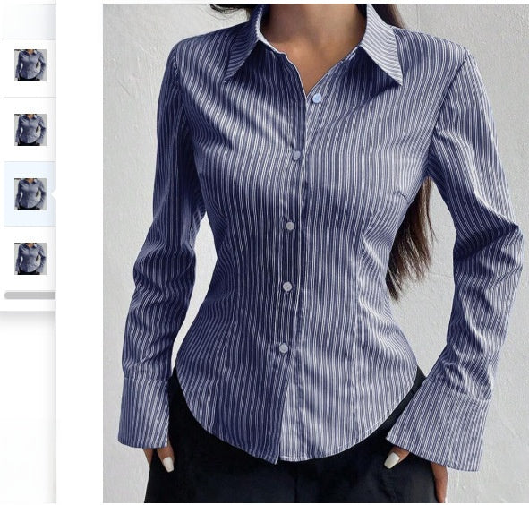 Women's Long Sleeve Striped Blouse