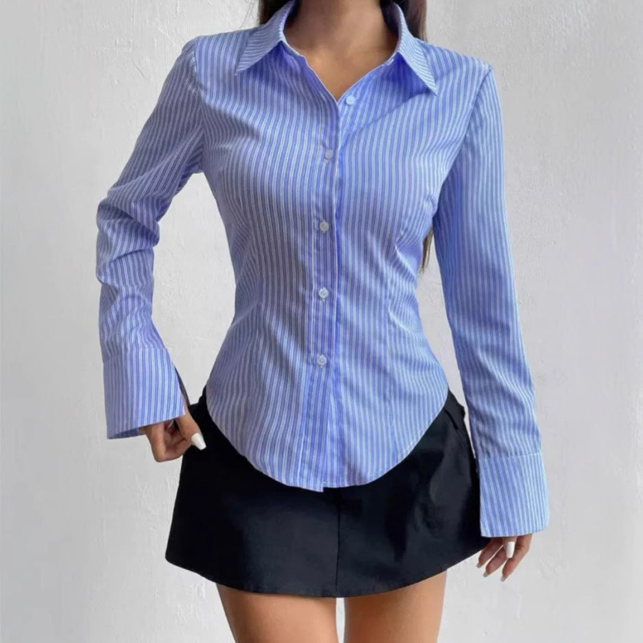 Women's Long Sleeve Striped Blouse