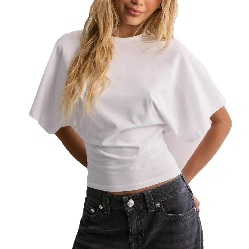 Korean Style Round Neck Bat Sleeve T-Shirt