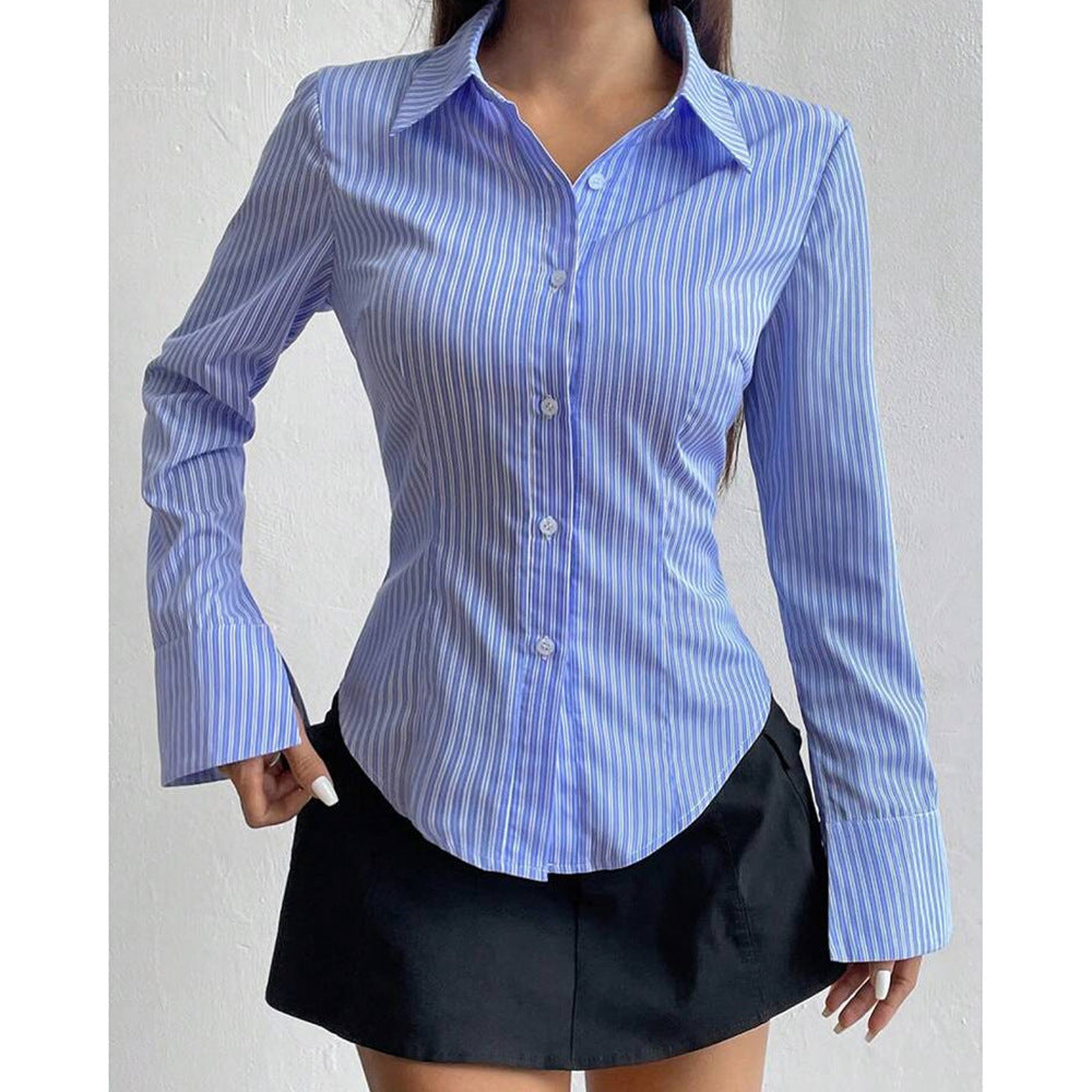 Women's Long Sleeve Striped Blouse