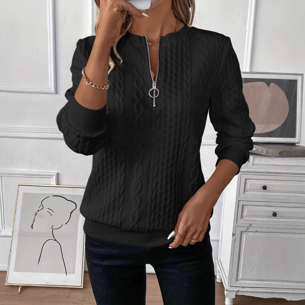 Womens Jacquard Pullover Four-in-One Zipper Sweater