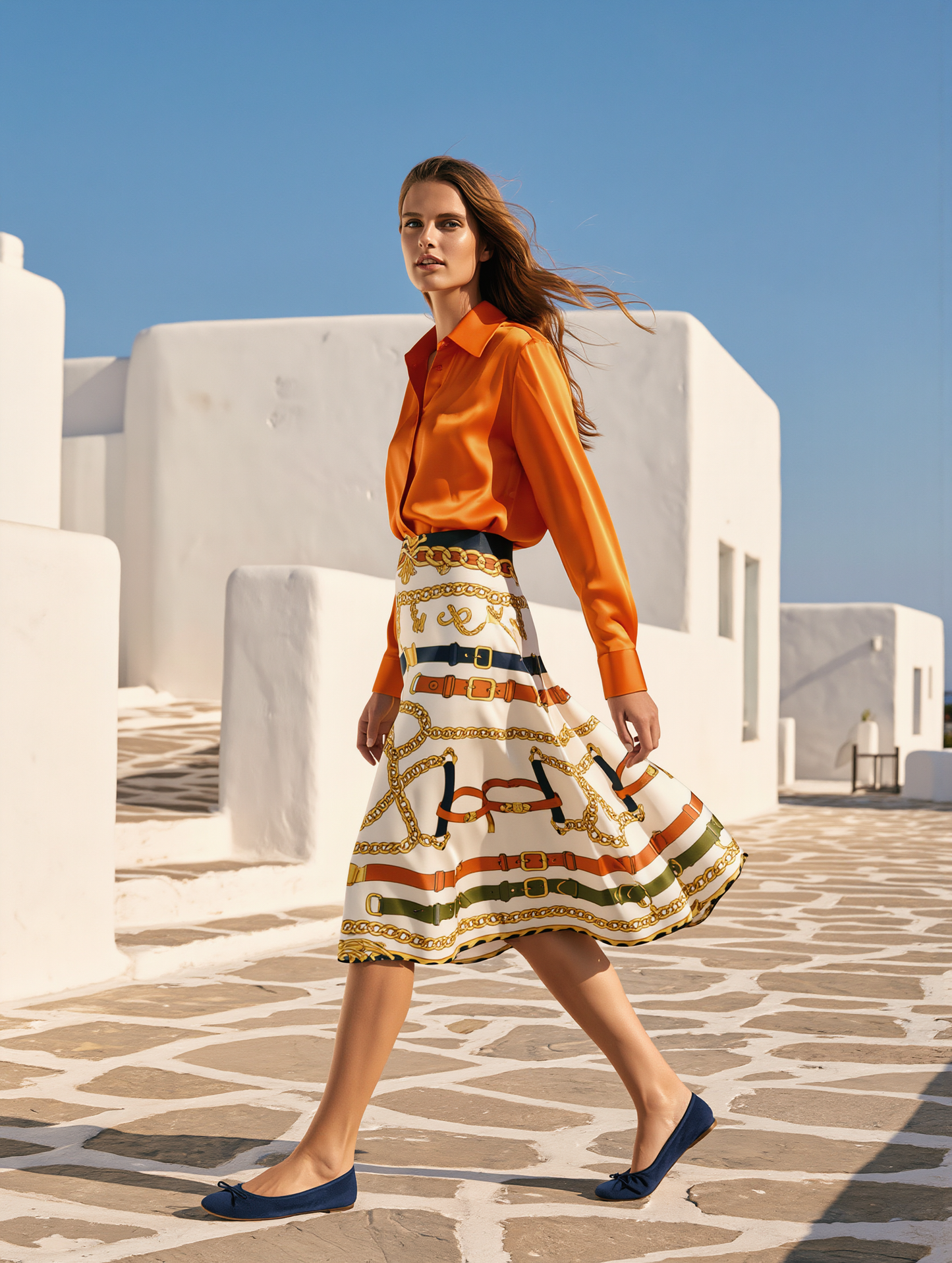 Limited "Horse Collection" Flare Silk Skirt